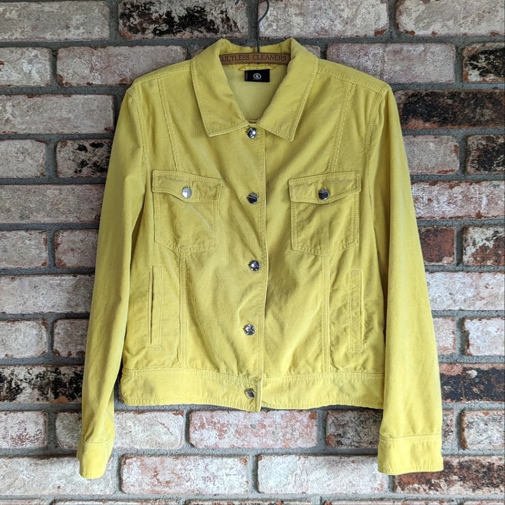 🐤 Bogner Canary Yellow Lightweight Corduroy Jacket Size M - Picture 1 of 8